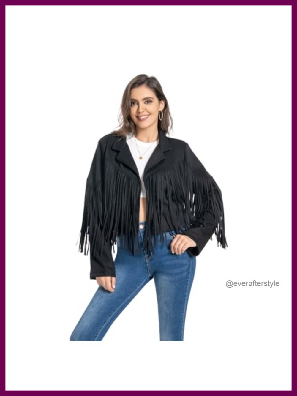 Faux Suede Fringe Jacket Crop Western Moto Cowgirl Tassel Country Concert